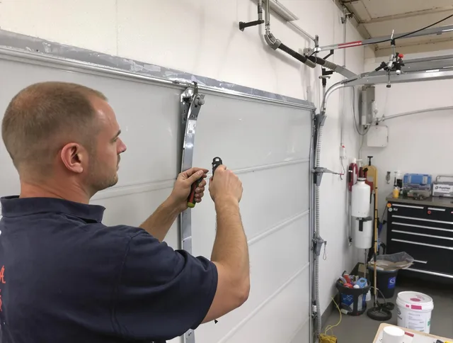Before and after garage door dent repair by Ansonia Garage Door Repair in Ansonia