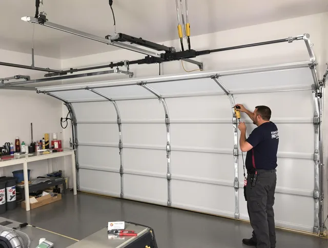 Ansonia Garage Door Repair certified technician performing overhead door system repair in Ansonia